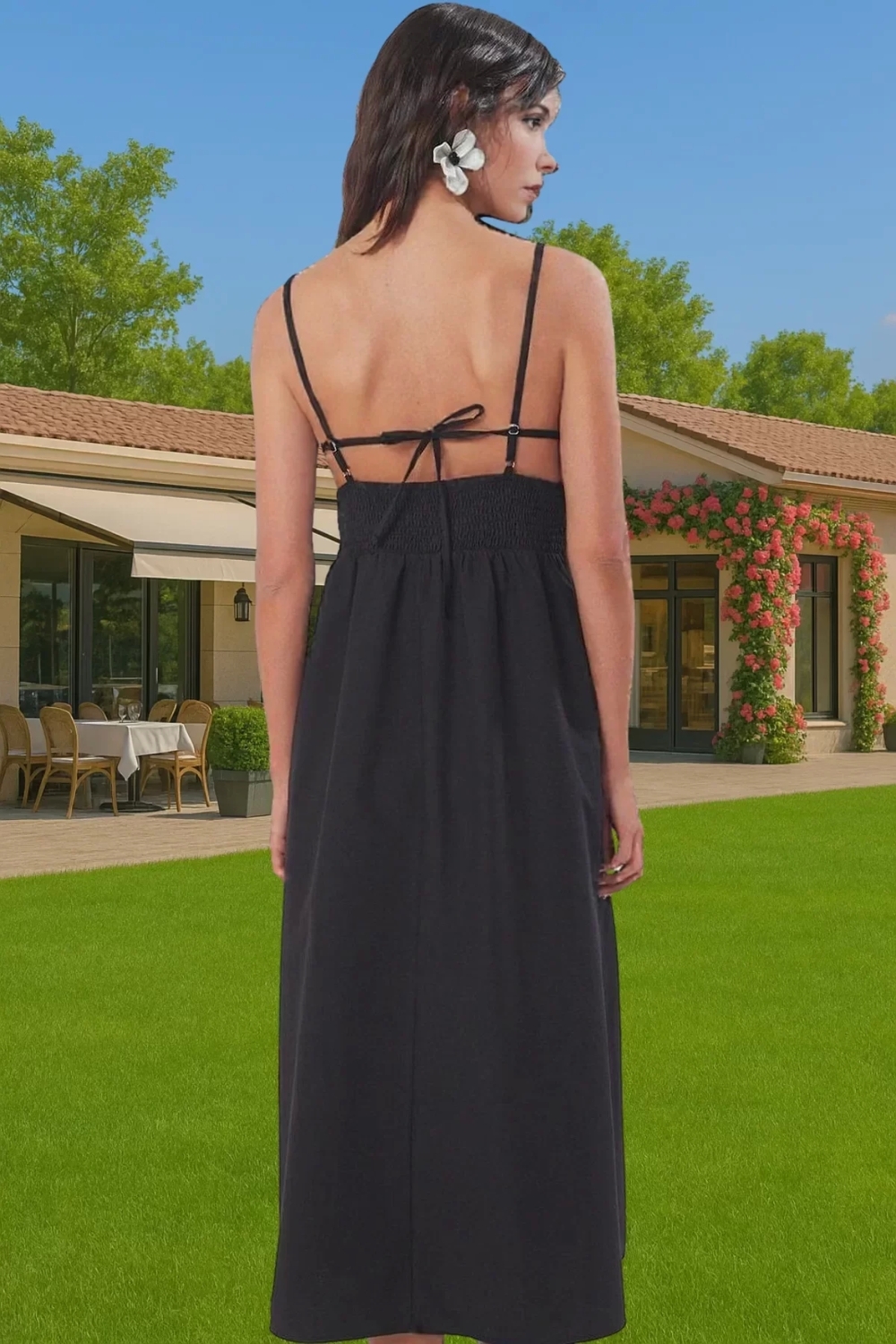 Kadın Yazlık Dantelli A Line Midi Elbise %53 Pamuk %47 Polyester Modern Stil Dayanıklı Malzeme