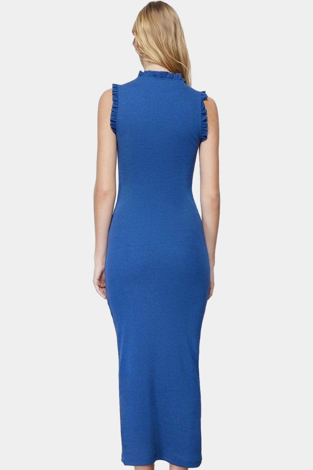 Pamuklu Elastan Bodycon Midi Elbise Büzgülü Kollu Rahat Günlük Kombin Zarifane Tasarım