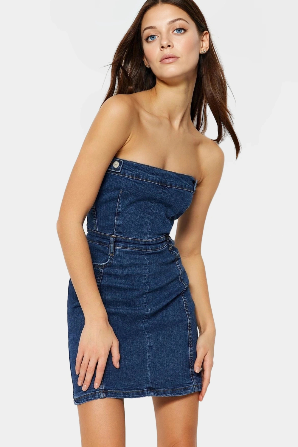 Straplez Denim Elbise Rahatlık ve Şıklık Bir Arada Uzun Ömürlü Mükemmel Uyum Özenle Seçilmiş