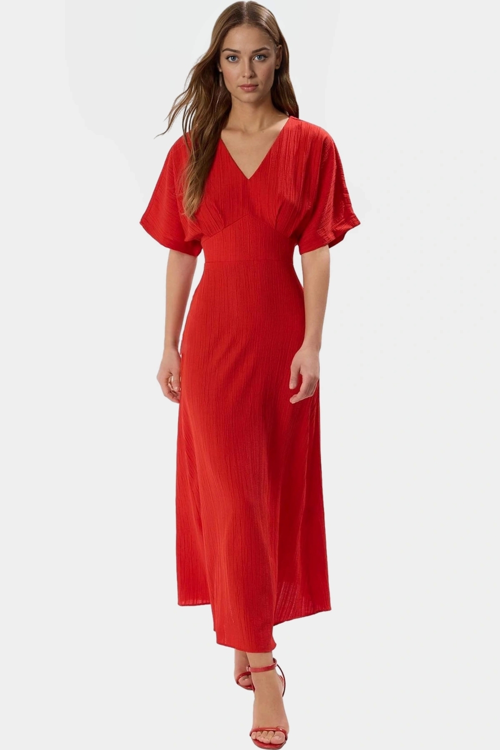 Dokuma Polyester Maxi Elbise A Kesim V Yaka Rahat Yazlık Günlük Kullanım İçin Yüksek Kalite
