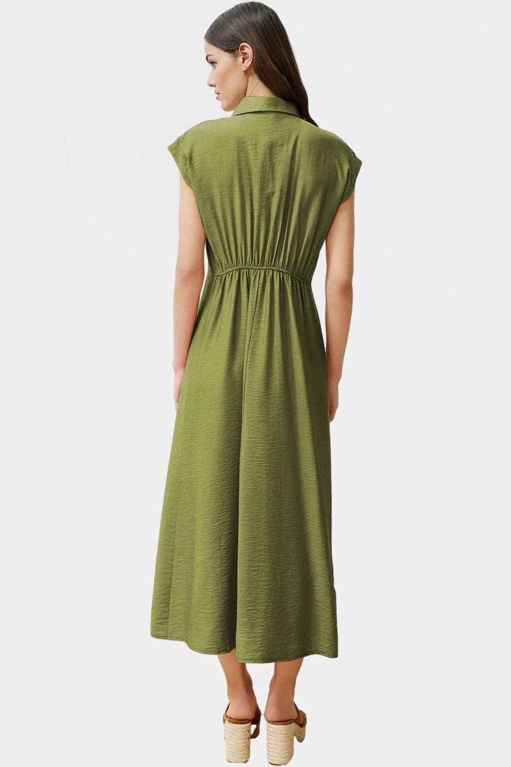 A line Kısa Kollu Elbise Viskoz Kumaş Günlük Şıklık Özel Tasarım Modern Stil Trend