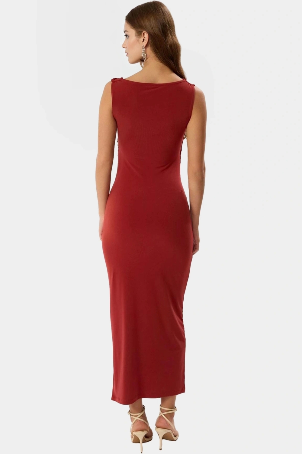 Şık Maxi Elbise Bodycon Kolsuz Örme Kumaş Günlük Kullanım Özenle Seçilmiş