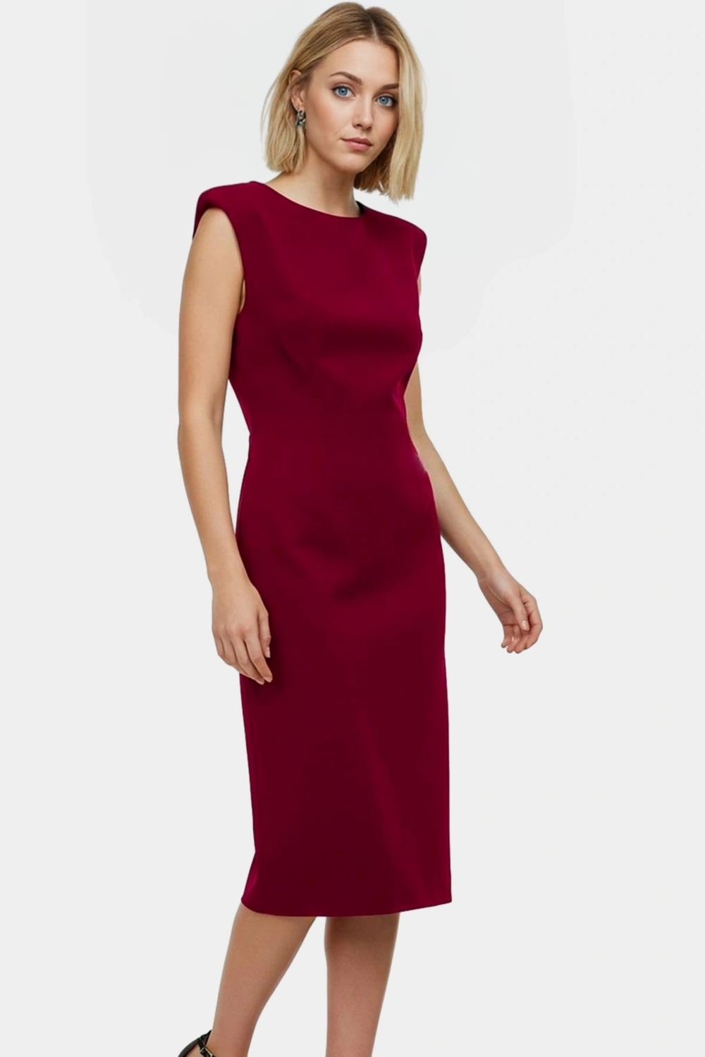 Rahat Bodycon Midi Elbise Viskoz Polyester Elastan Karışımı Zarifane Tasarım Uzun Ömürlü