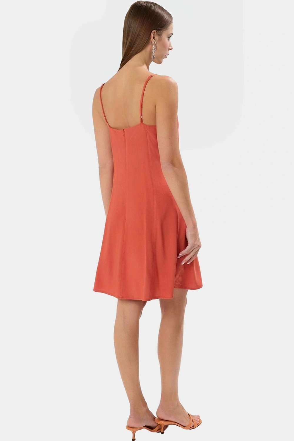 Rahat Viskoz Mini Elbise V Yaka Düğmeli Shift Kalıp Günlük Kullanım İçin Modern Stil