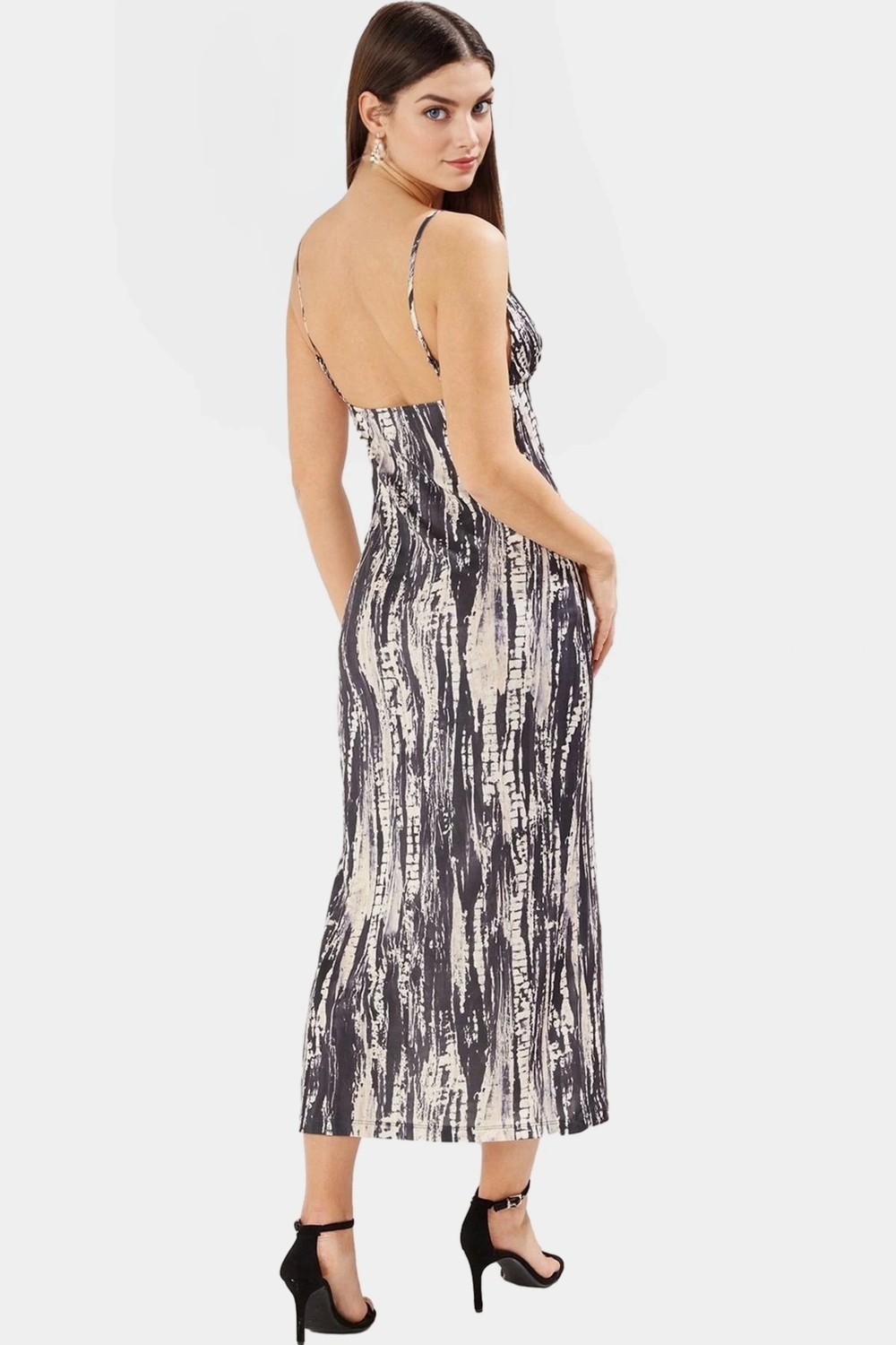 Yazlık Bodycon Maxi Elbise Soyut Desenli V Yaka Rahat Örme Kumaş Günlük Kullanım İçin Uzun Ömürlü