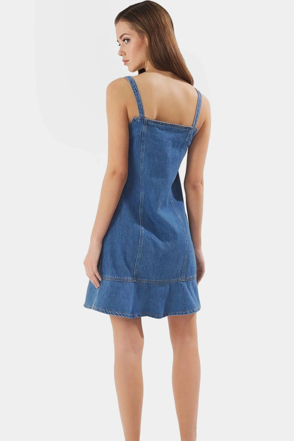 Pamuklu Denim Mini Elbise Rahat Şık ve Yazlık Premium Kalite Özenle Seçilmiş Modern Stil