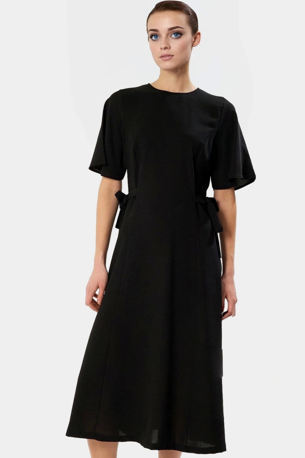 Polyester Krep Midi Elbise A Kesim Kısa Melek Kol Günlük Yazlık Mükemmel Uyum Rahat Ve Şık