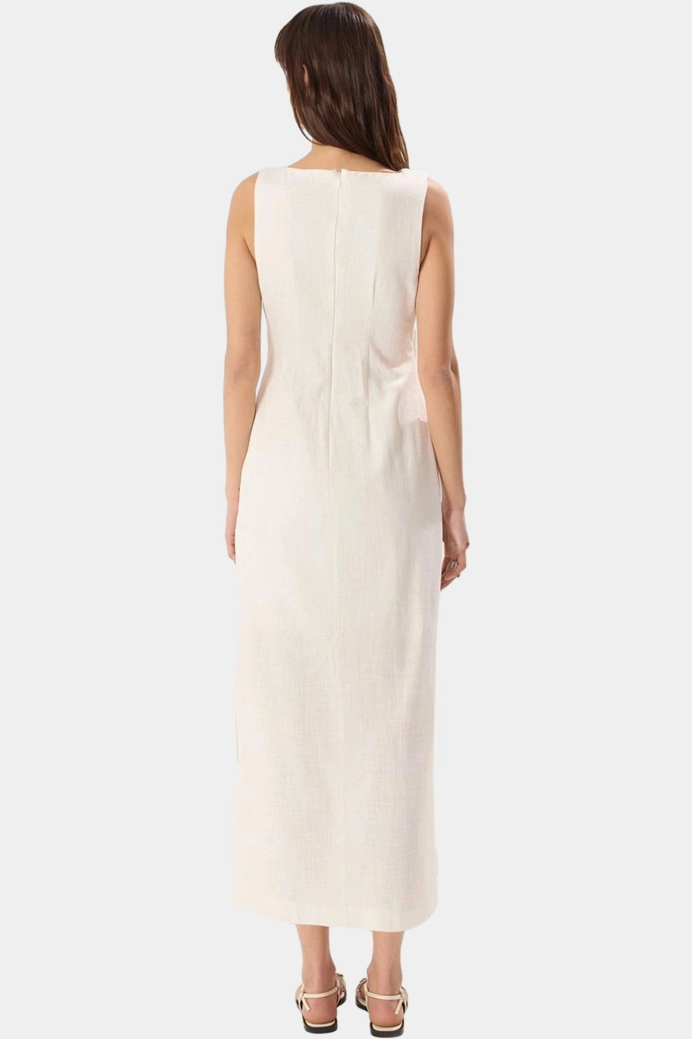 Rahat Yazlık Dokuma Elbise A Kesim Cut Out Detaylı Bisiklet Yaka Profesyonel Görünüm Modern Stil