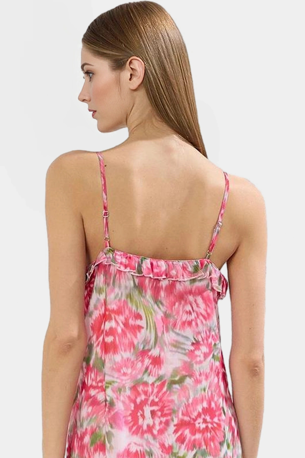 A line Kolsuz Şifon Maxi Elbise Çiçek Desenli Polyester Yazlık Seçkin Malzeme Yüksek Kalite