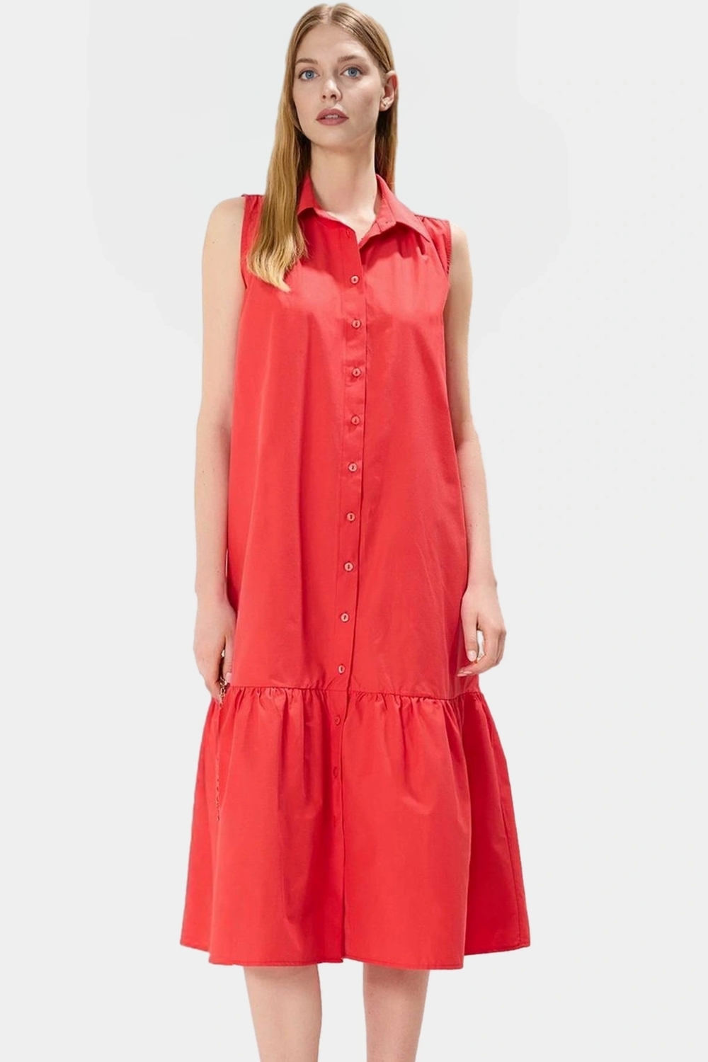 Cool & Comfort Terrycotton Gömlek Elbise Dokuma Kumaş Midi Boy Trend Tasarım Dayanıklı Malzeme