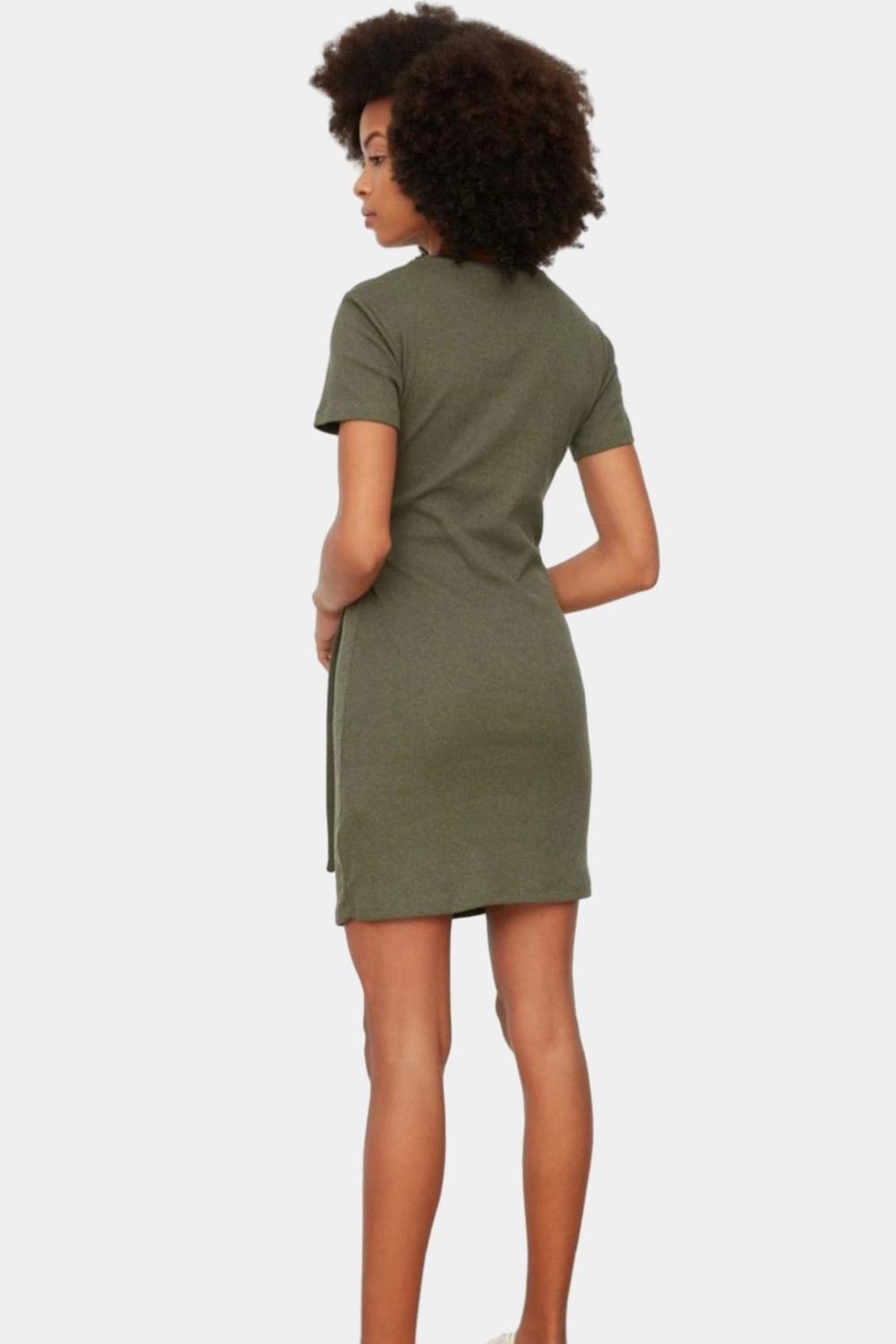 Rahat ve Şık Örme Mini Elbise Bisiklet Yaka Bağlama Detayı Uzun Ömürlü Trend Tasarım