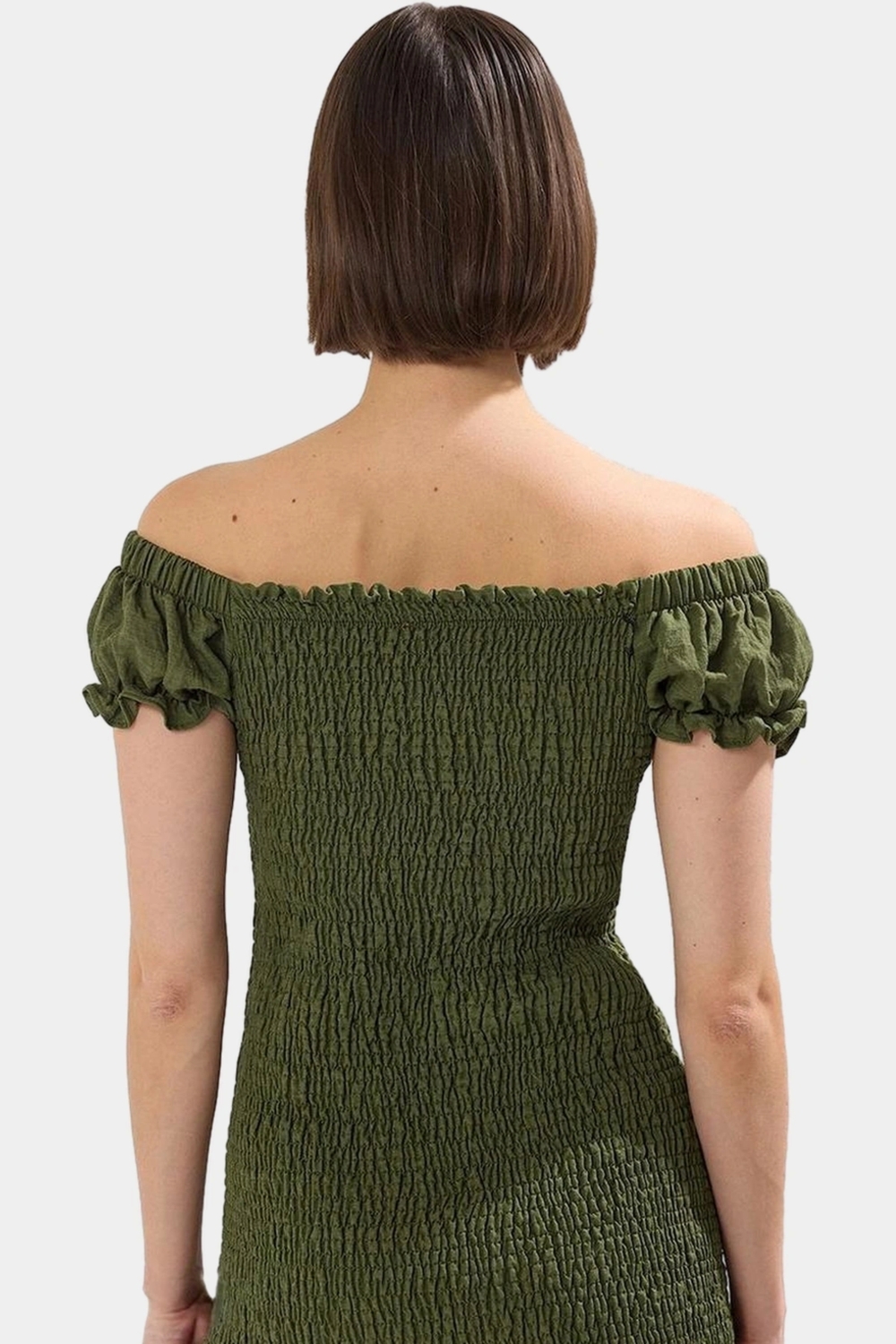 Dokuma Mini Elbise Bodycon Kalıp Balon Kollu Aerobin Vücudu Saran Rahat Ve Şık
