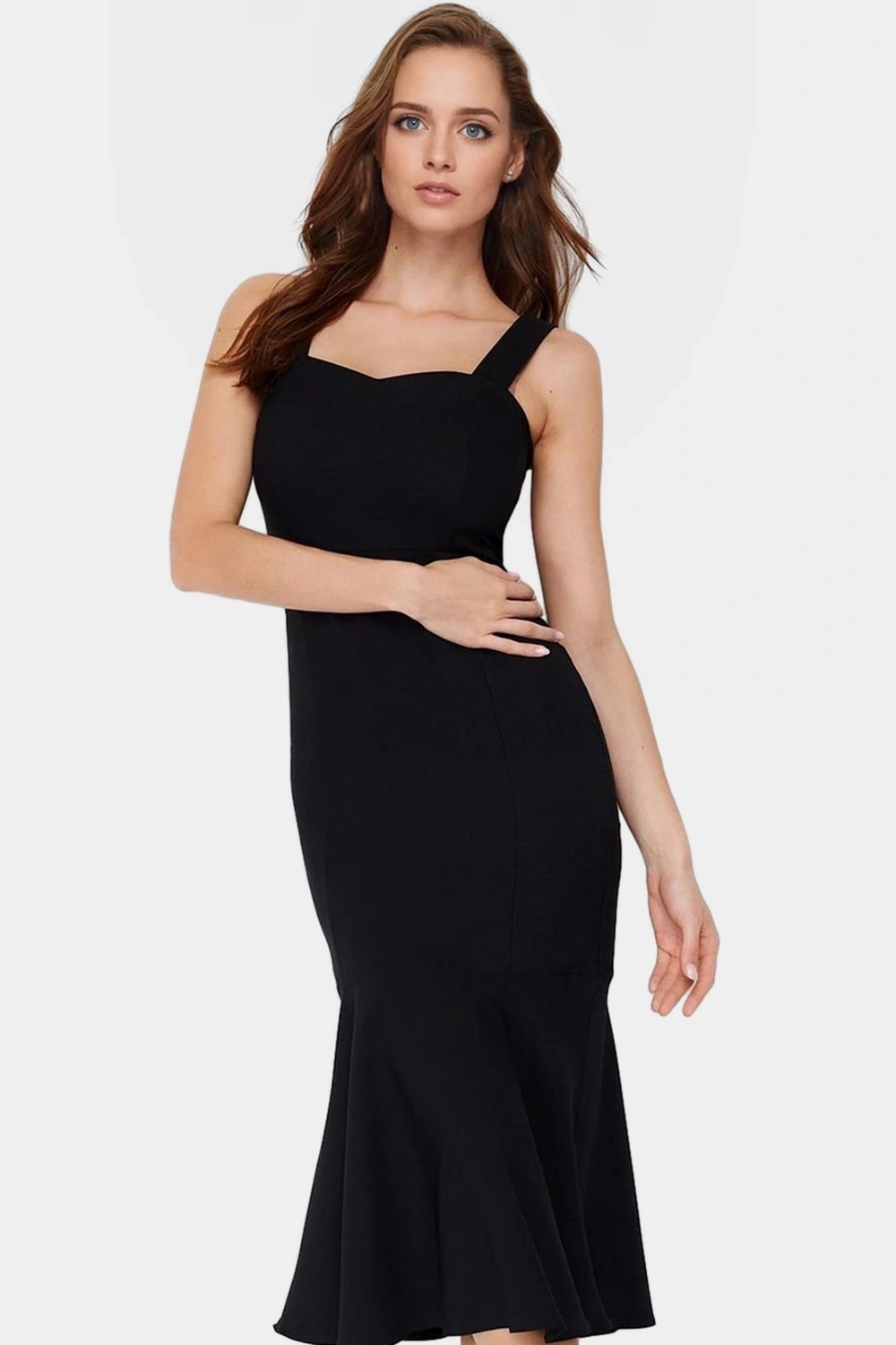 Yazlık Midi Elbise Bodycon Kalıp Kalp Yaka Rahat Polyester Kumaş Trend Tasarım