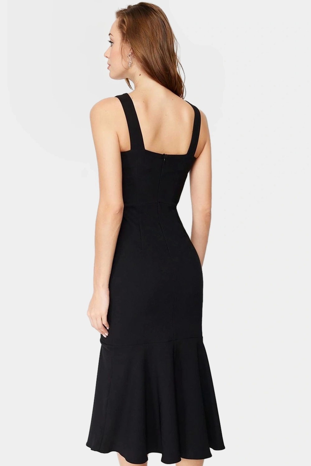 Yazlık Midi Elbise Bodycon Kalıp Kalp Yaka Rahat Polyester Kumaş Trend Tasarım
