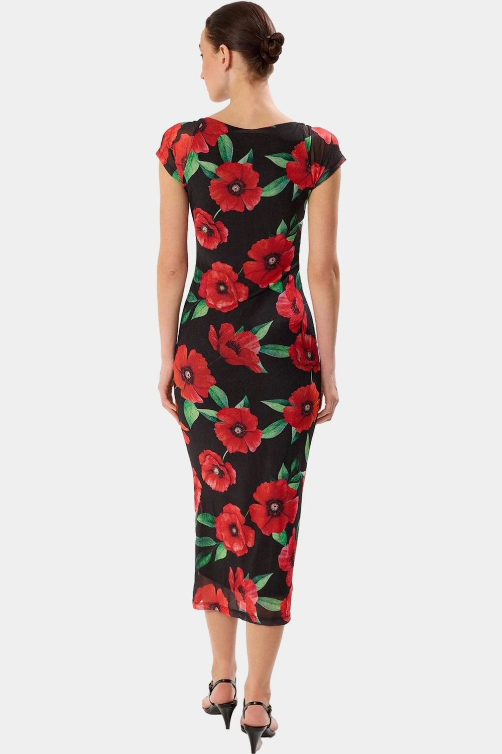 Puantiyeli Desenli Bodycon Kalıp Midi Boy Astarlı Elbise Trend Tasarım Özenle Seçilmiş
