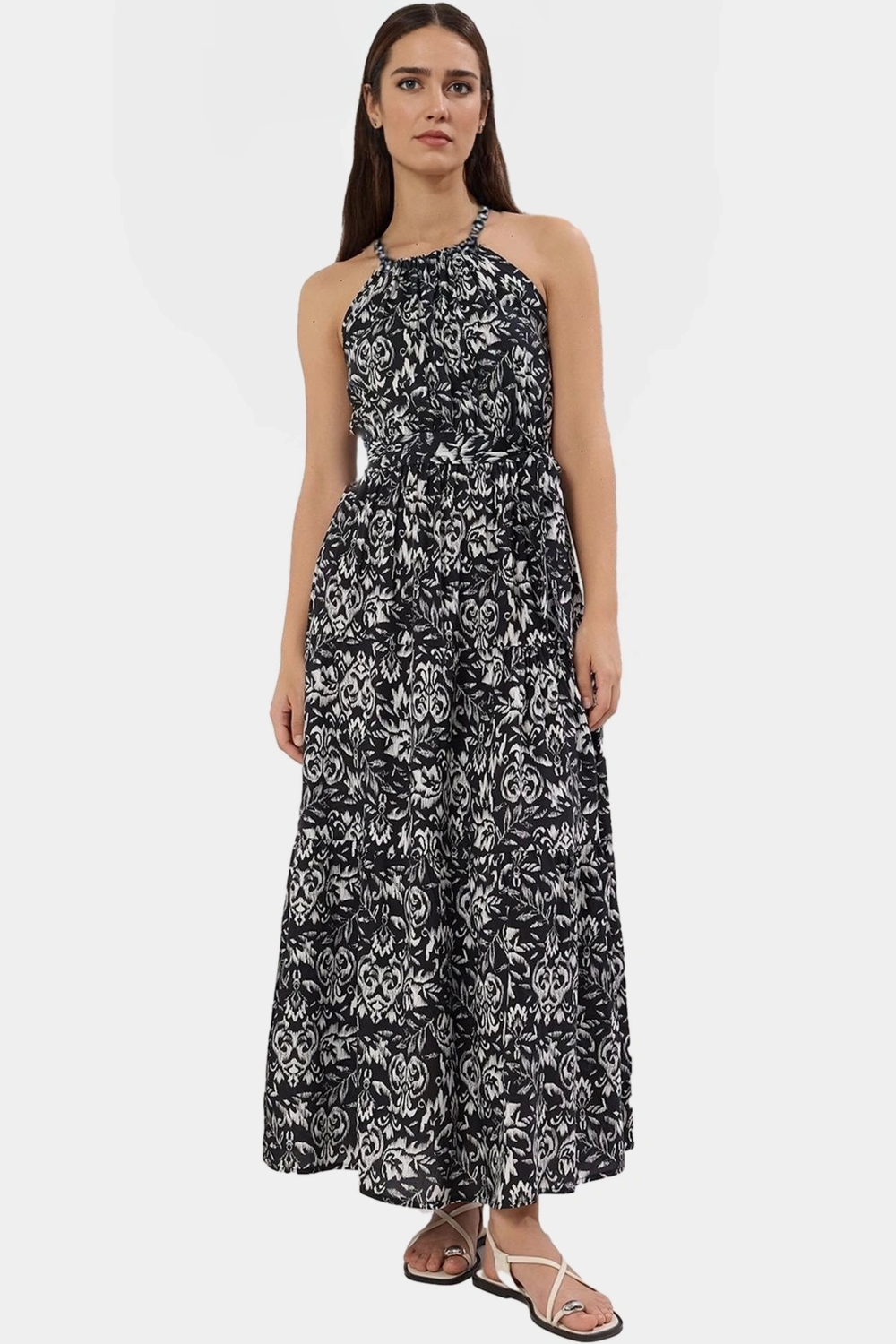 Kolsuz Halter Yaka Çok A line Maxi Elbise Yaz İçin Şık ve Rahat Modern Stil Yüksek Kalite