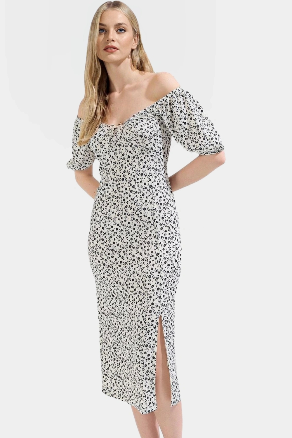 Çiçek Desenli Bodycon Midi Elbise Rahat Ve Şık Günlük Stil Kullanım İçin Özenle Seçilmiş
