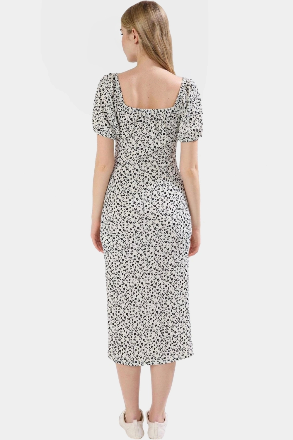 Çiçek Desenli Bodycon Midi Elbise Rahat Ve Şık Günlük Stil Kullanım İçin Özenle Seçilmiş