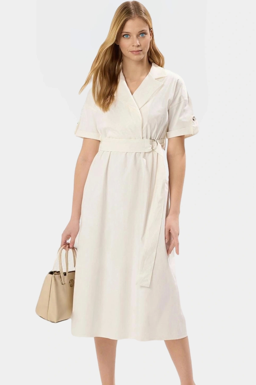 Yazlık Midi Elbise Rahat A Kesim Dokuma Kumaş Casual Stil Modern Dayanıklı Malzeme