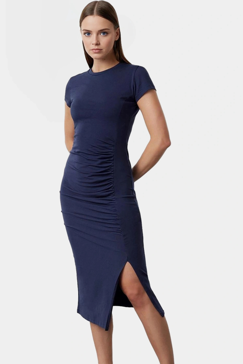 Rahat ve Şık Pamuklu Bodycon Midi Elbise Nefes Alan Kumaş Yazlık Konforlu Kesim