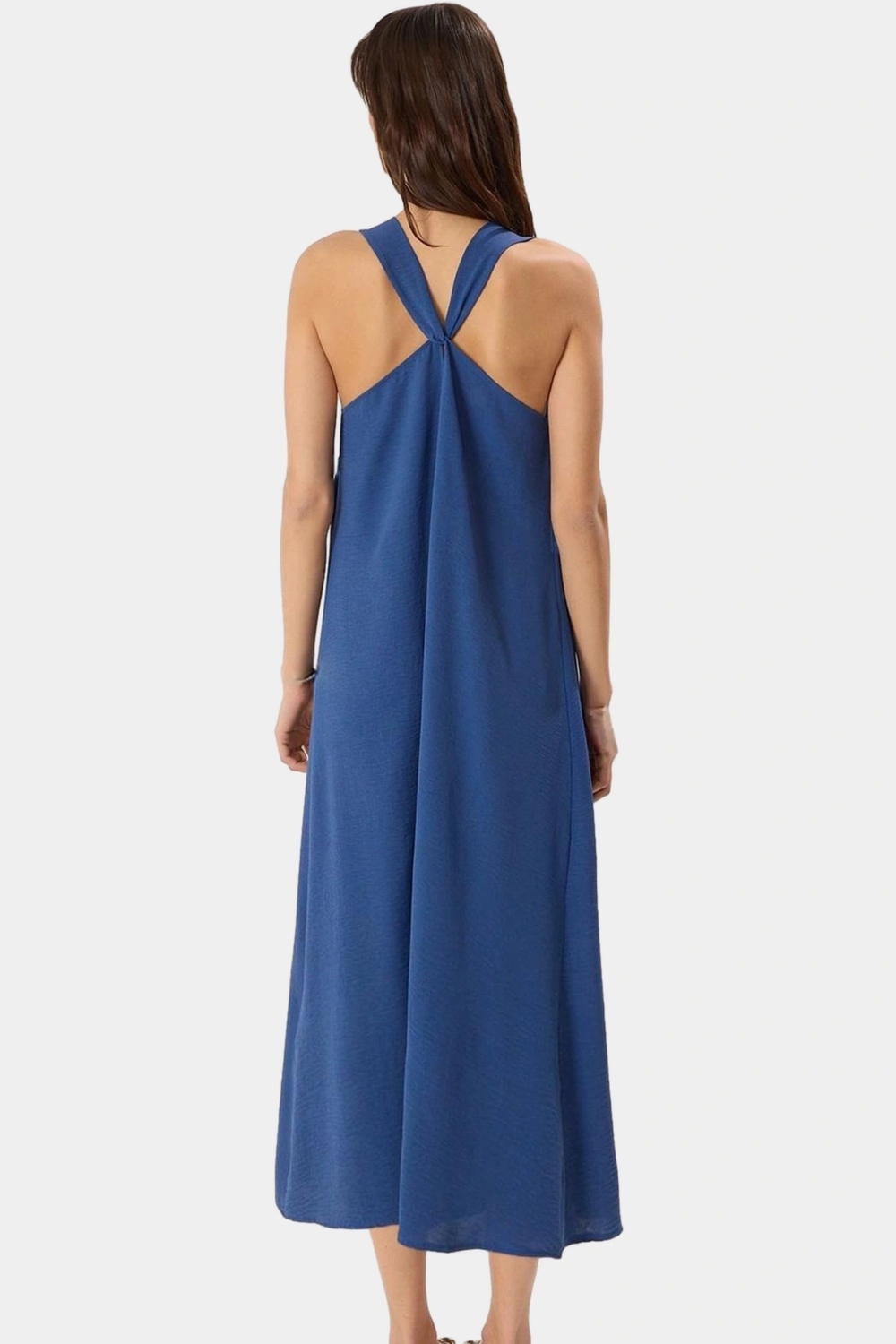 Yazlık Günlük Maxi Elbise Rahat Şık Polyester Dokuma V Yaka Uzun Ömürlü Seçkin Malzeme