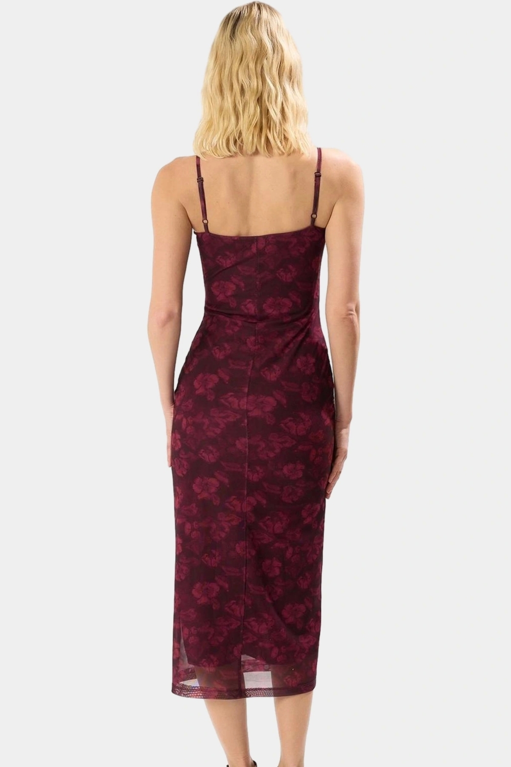 Yazlık Örme Midi Elbise V Yaka Bodycon Tül Soyut Desen Modern Stil Özel Tasarım