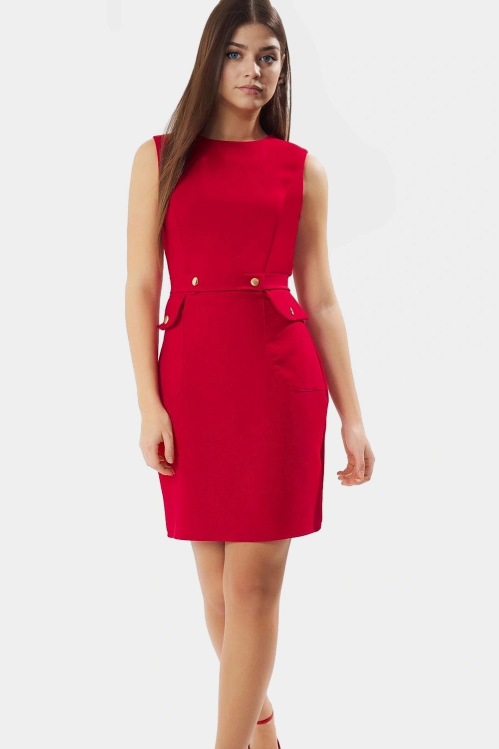 Yazlık Kolsuz Mini Elbise Bodycon Kesim Dokuma Kumaş Bisiklet Yaka Günlük Kullanım İçin