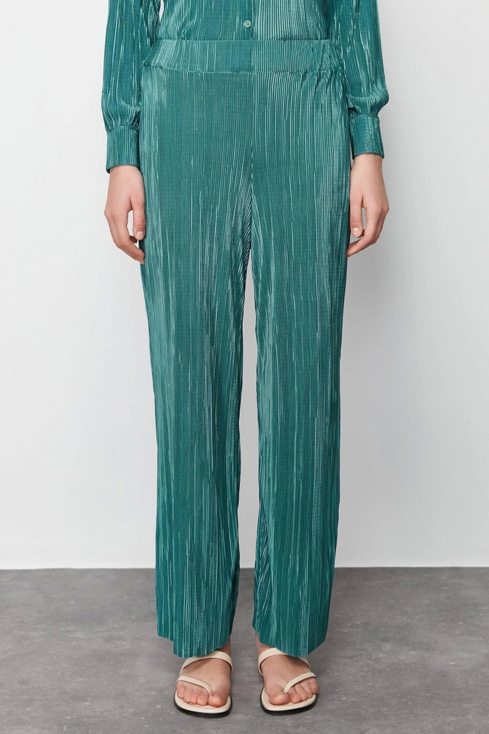 Moda Örme Düz Casual Günlük Bürümcük Örme Alt-Üst Takım