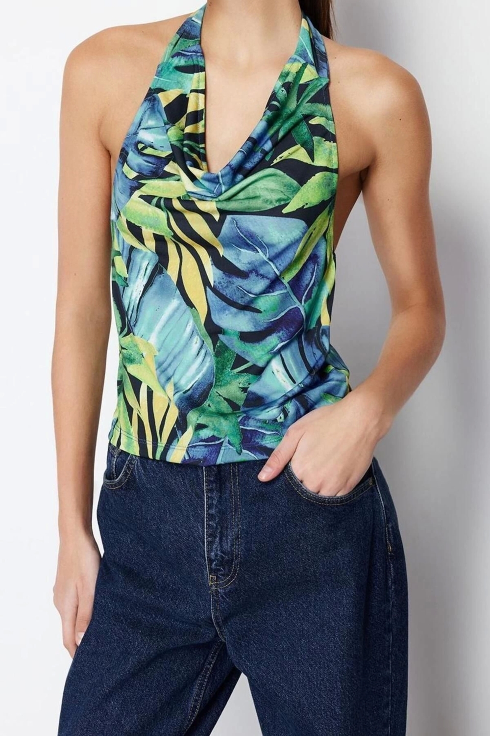 Moda Baskılı Degaje Yaka Casual Günlük Çiçek Baskılı Slim Degaje Yaka Esnek Örme Alt-Üst Takım