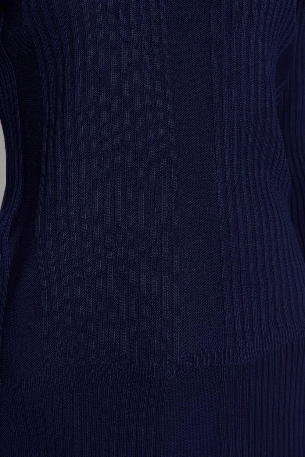Moda Triko Düz Bisiklet Yaka Casual Günlük Etekli Fitilli Triko Alt-Üst Takım