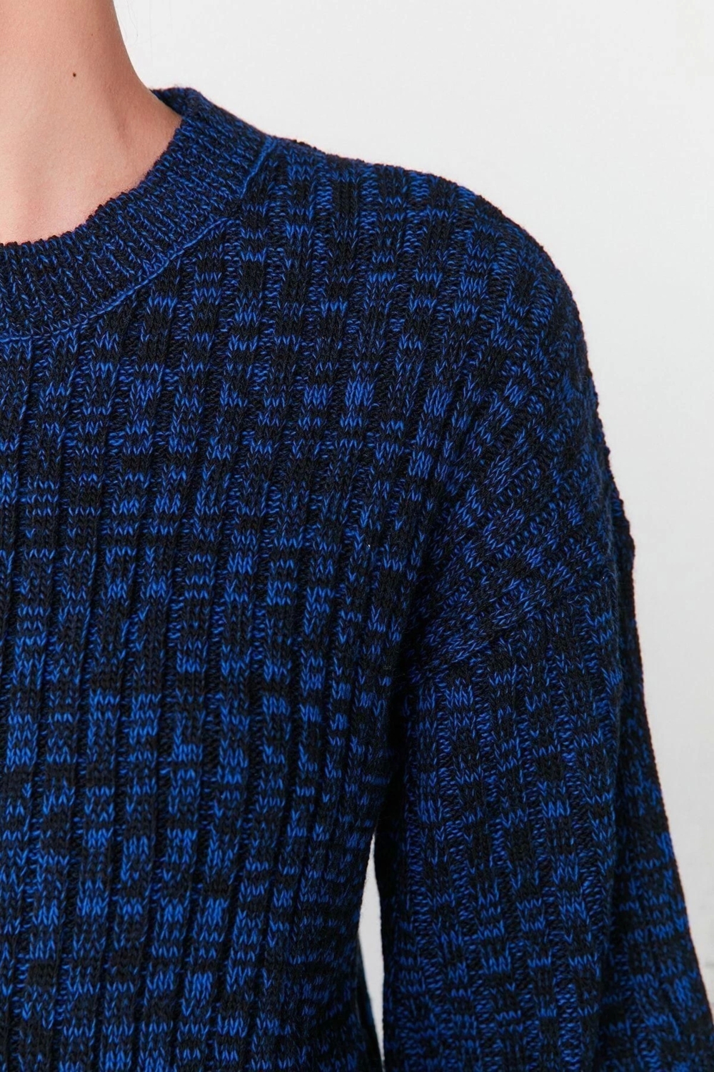 Moda Triko Düz Bisiklet Yaka Casual Günlük Siyah Degrade Desenli Triko Alt-Üst Takım