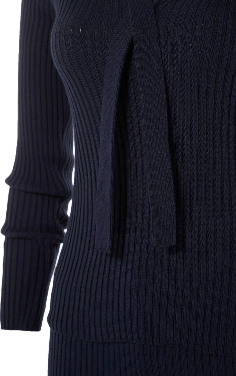Moda Triko Düz Bisiklet Yaka Casual Günlük Yaka Detaylı Triko Alt-Üst Takım