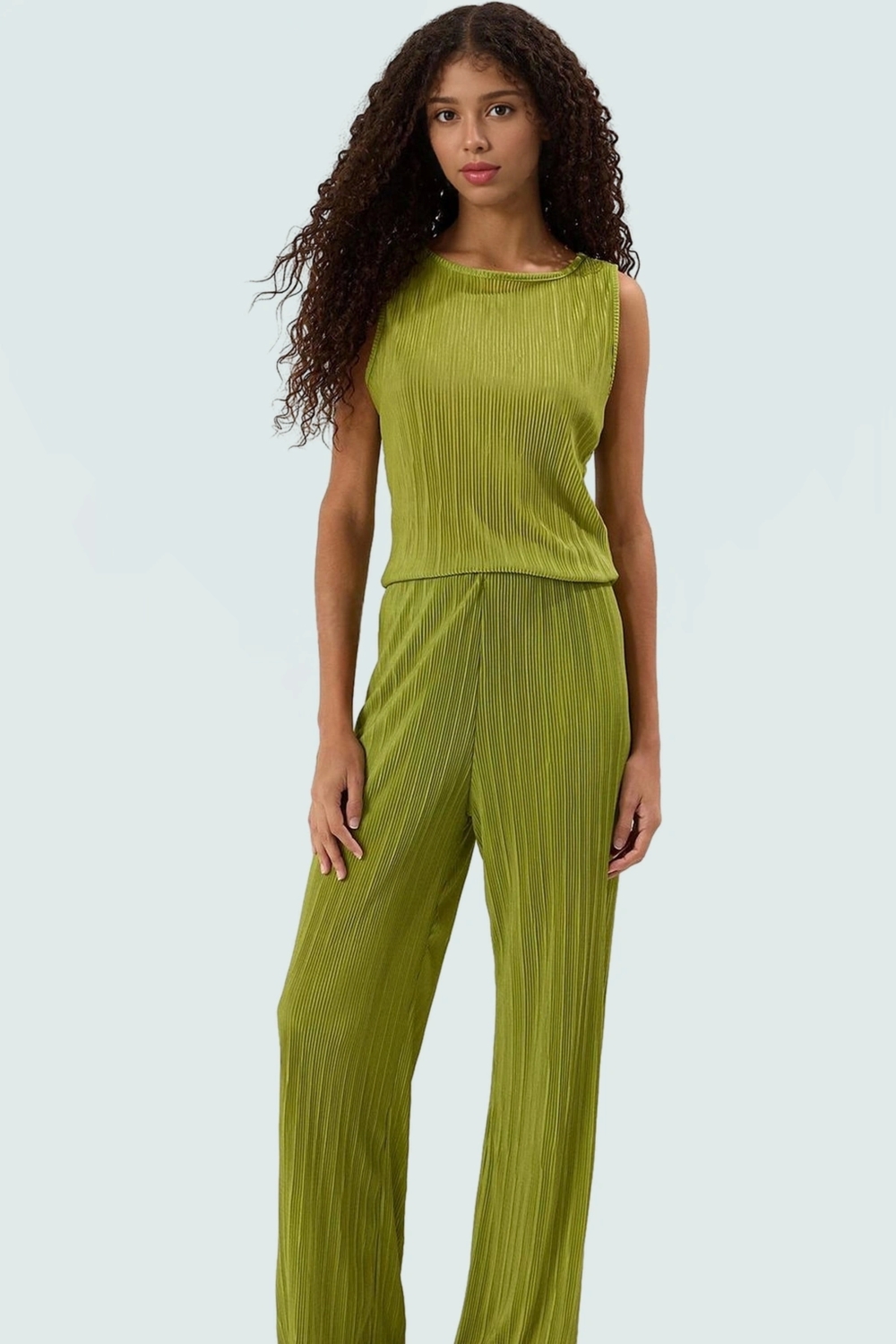 Rahat ve Şık Pilise Örme Pantolon Bluz Takım Polyester Özenle Seçilmiş Konforlu Kesim