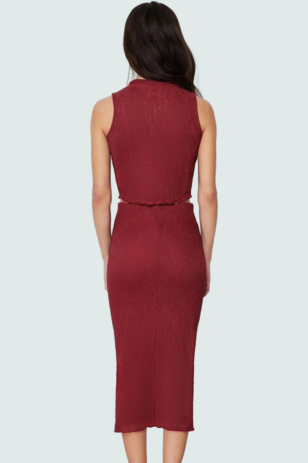 Rahat ve Şık Midi Örme Bluz Etek Takım Polyester Karışımlı Günlük Kombinler İçin Modern Stil
