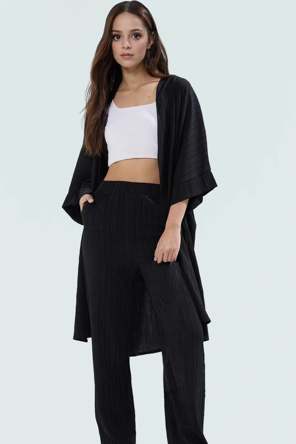 Rahat ve Şık Viskoz Kimono Pantolon Takım Günlük Kullanım İçin İdeal Trend Tasarım