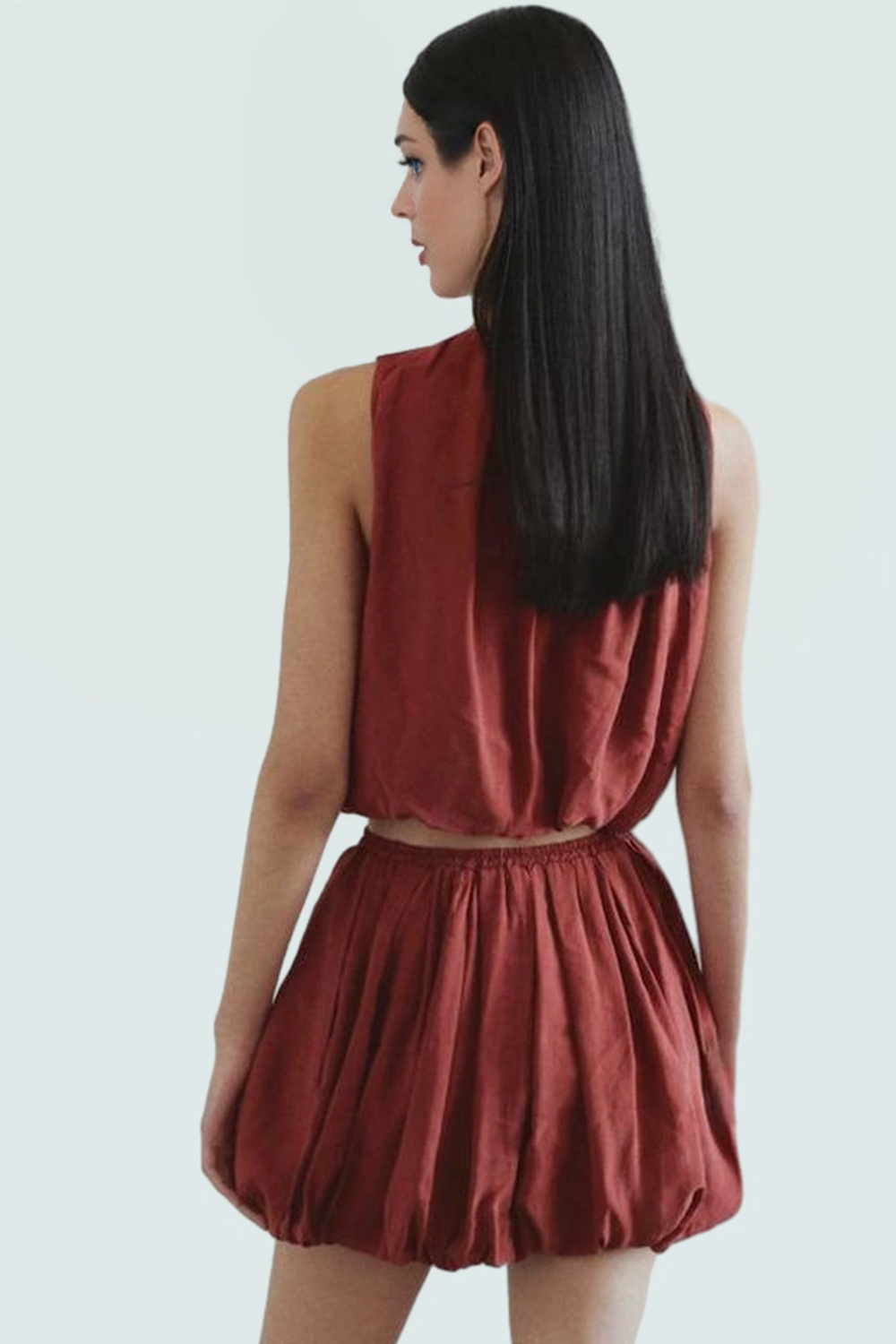 Yazlık Modal Crop Bluz Halter Yaka Melfi Dokuma Günlük Stil Özel Tasarım Şık Görünüm