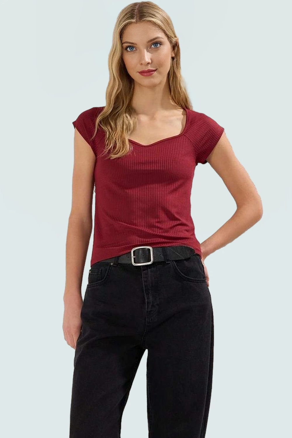 Kadın Kaşkorse Örme Bluz Kolsuz Fitted Kalıp Konforlu Kesim Dayanıklı Malzeme Premium Kalite