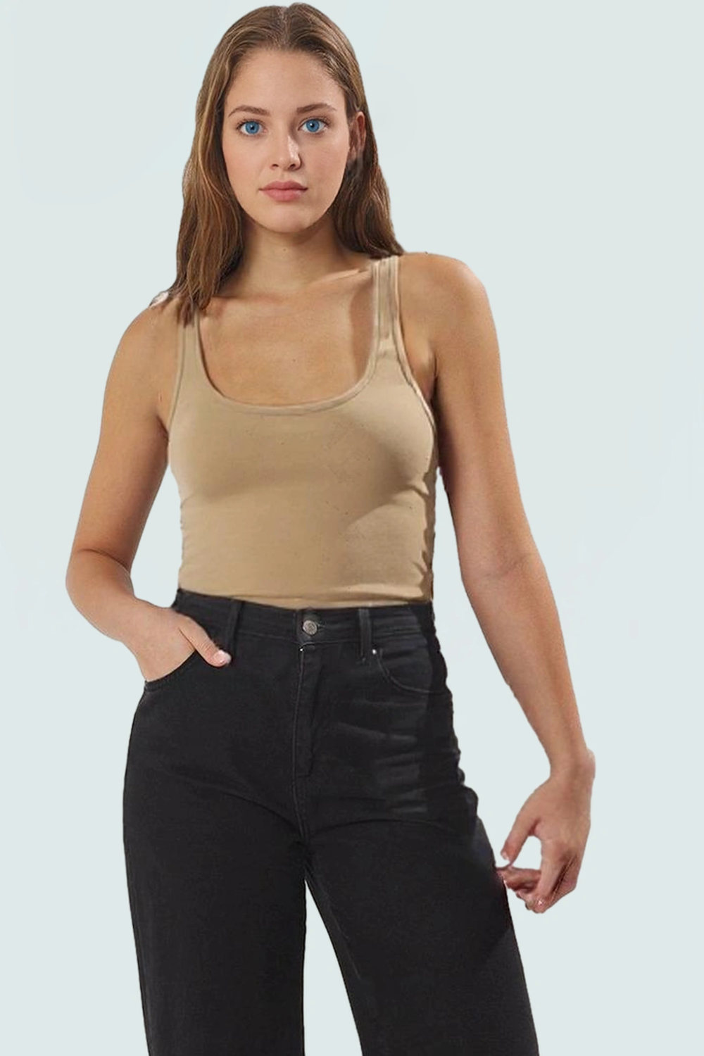 Kolsuz Bluz Yazlık Casual Fitted İnterlok Örme Kumaş Özenle Seçilmiş Kaliteli İşçilik