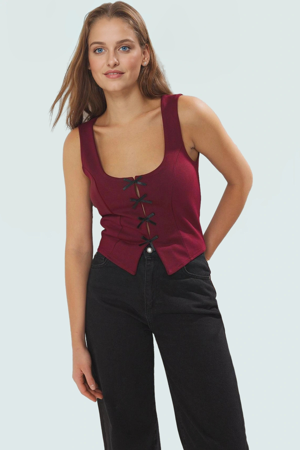 Kolsuz Bluz Yazlık Casual Fitted İnterlok Örme Kumaş Özenle Seçilmiş Kaliteli İşçilik
