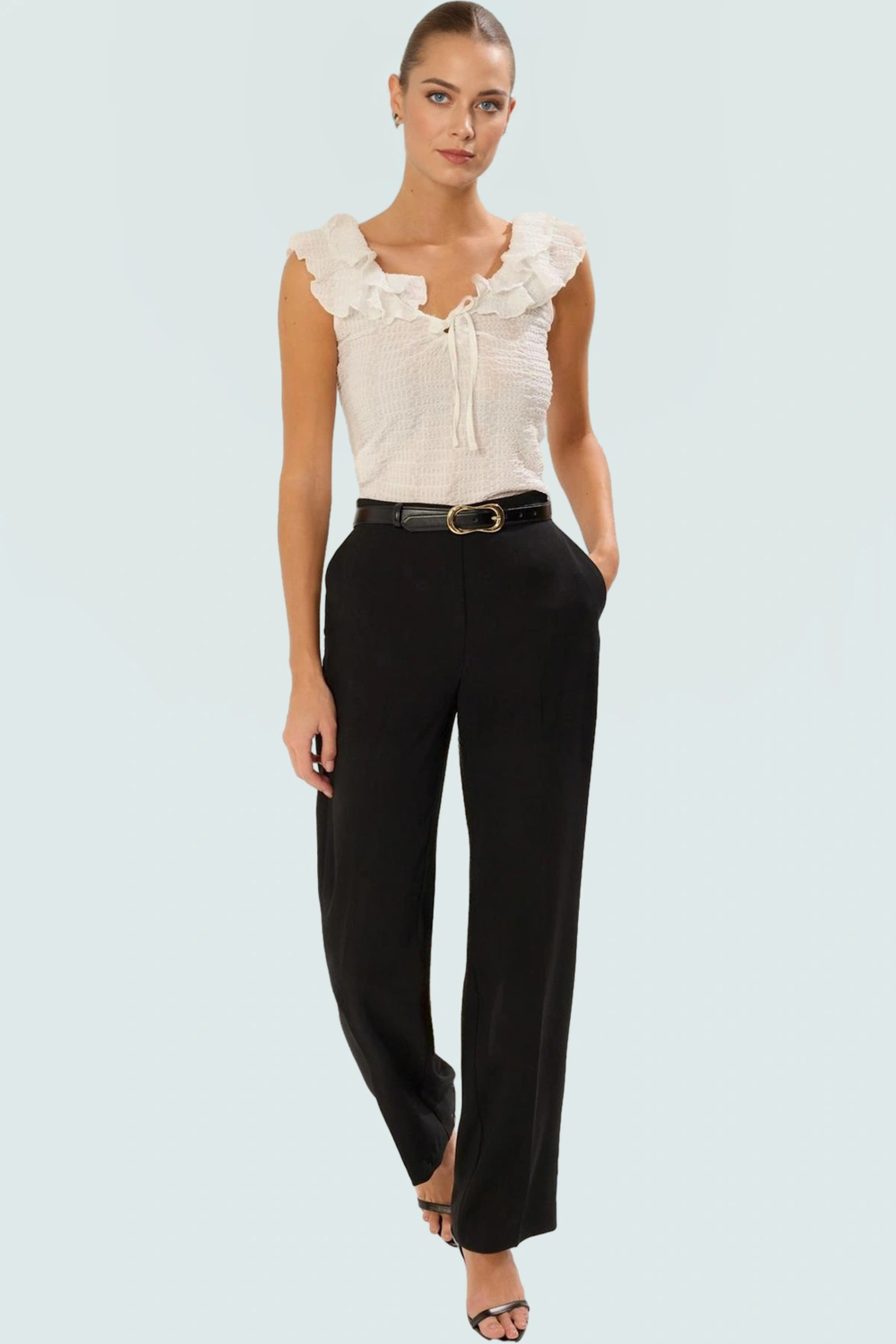 Kolsuz Fitted Örme Bluz Havuz Yaka Crop Boy Polyester Günlük Kullanım İçin Özel Tasarım