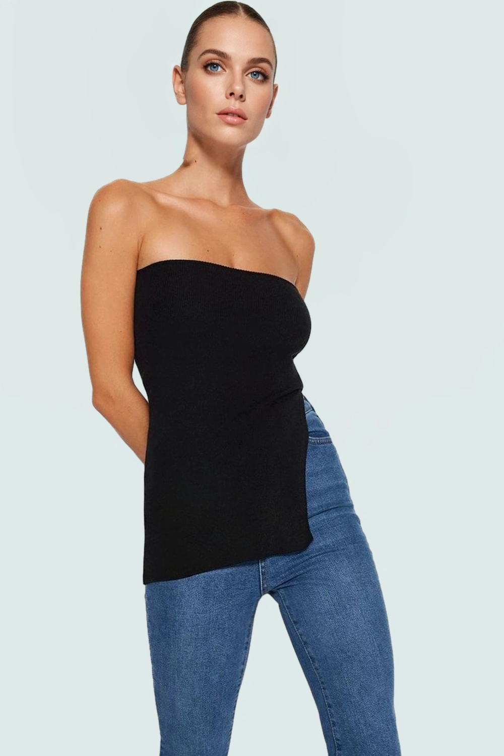Polyester Viskoz Karışımlı İnce Bluz Regular Boy Yırtmaç Detaylı Dayanıklı Malzeme