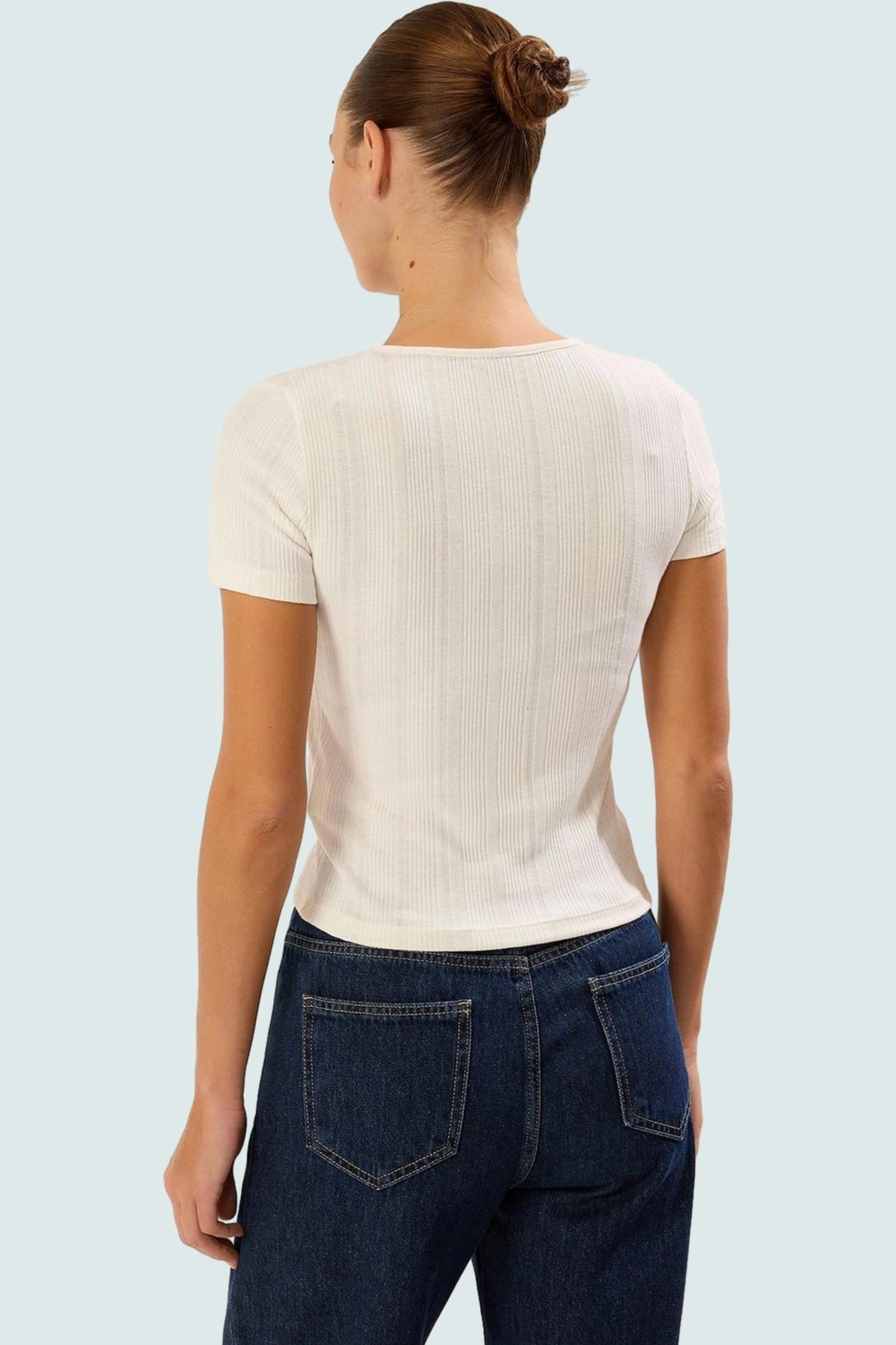 Rahat Örme Bluz Polyester Elastan Karışımı Fitted Kalıp Kısa Kol Kullanım