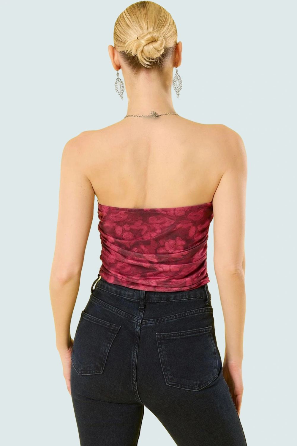 Tül Örme Bluz Halter Yaka Fitted Crop Yazlık Premium Kalite Uzun Ömürlü