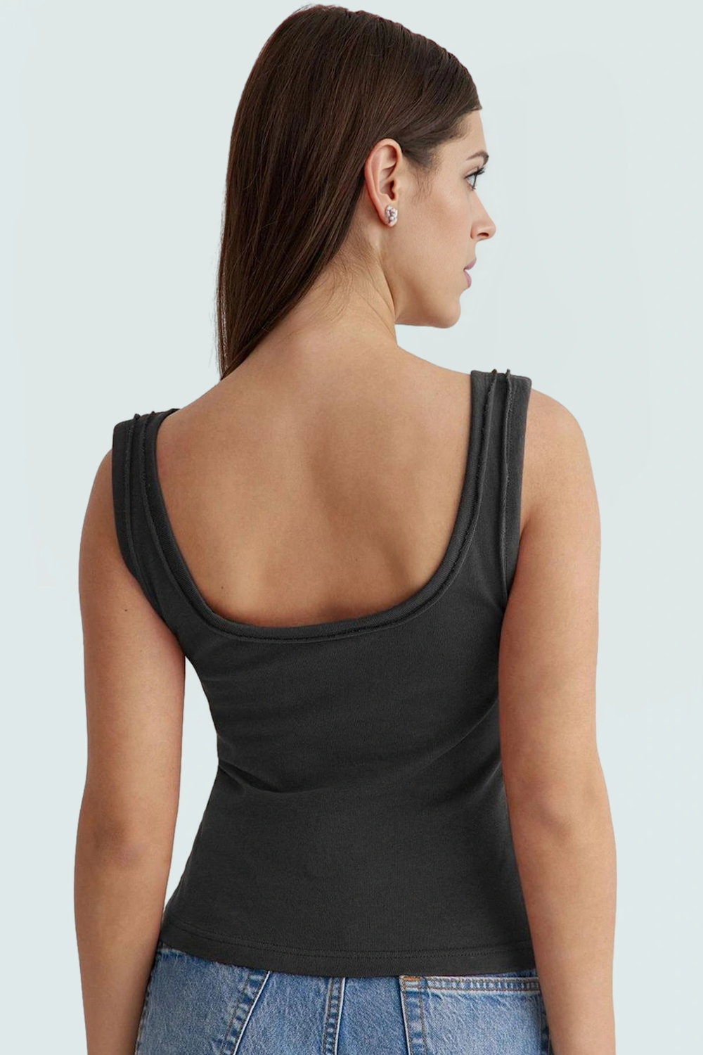 Fitted Havuz Yaka Crop Bluz 100 Pamuk Kaşkorse Örme Günlük Stil Dayanıklı Malzeme Premium Kalite