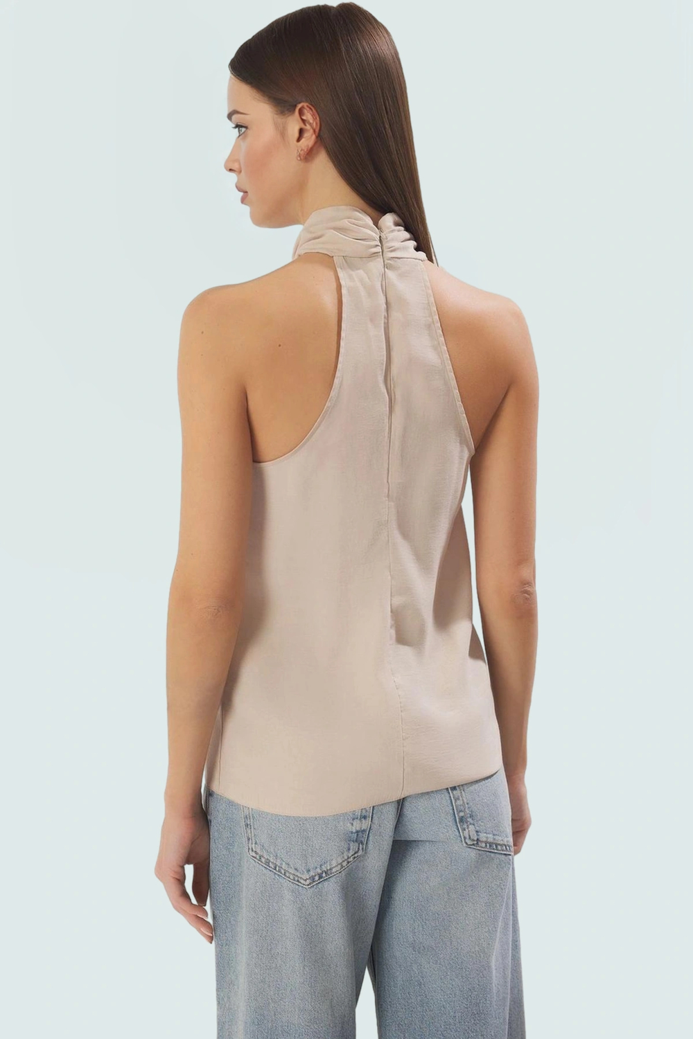 Boyundan Düğümlü Bluz Şık ve Rahat Yazlık Moda Trend Tasarım Özenle Seçilmiş