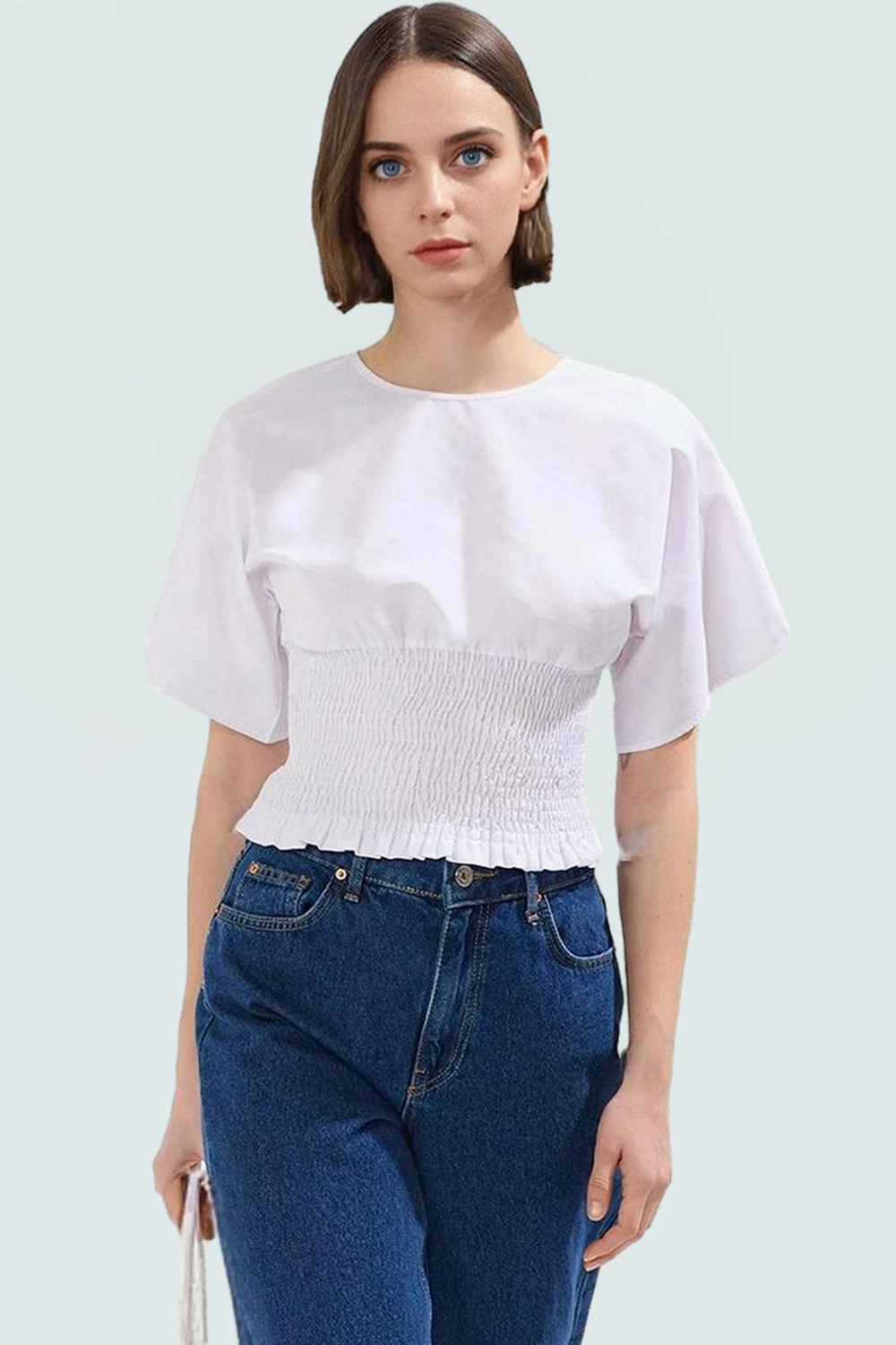 Pamuklu Polyester Bluz Rahat Şık Nefes Alan Kumaş Günlük Kullanım İçin Dayanıklı Malzeme