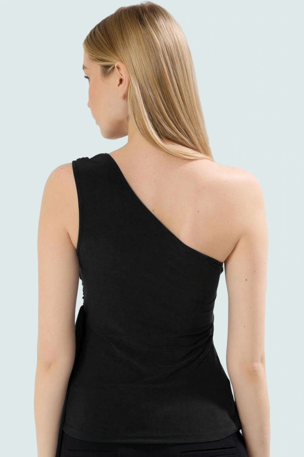 Vücuda Oturan Bluz Regular Boy Asimetrik Yaka Polyester Elastan Kumaş Kaliteli İşçilik