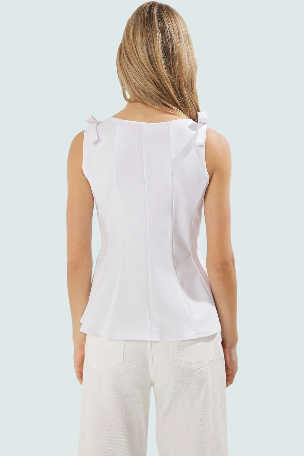 Kolsuz Örme Bluz Peplum Kesim Bisiklet Yaka Yazlık ve Şık Mükemmel Uyum Modern Stil