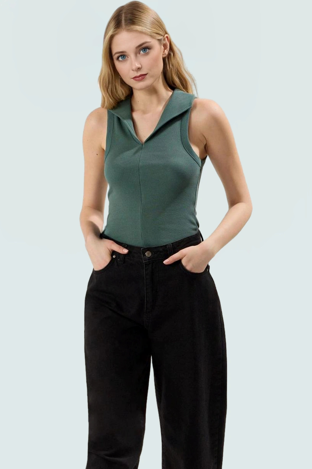 Yazlık Kolsuz Kaşkorse Bluz Rahat Kalıp Pamuklu Kumaş Günlük Stil Modern Yüksek Kalite