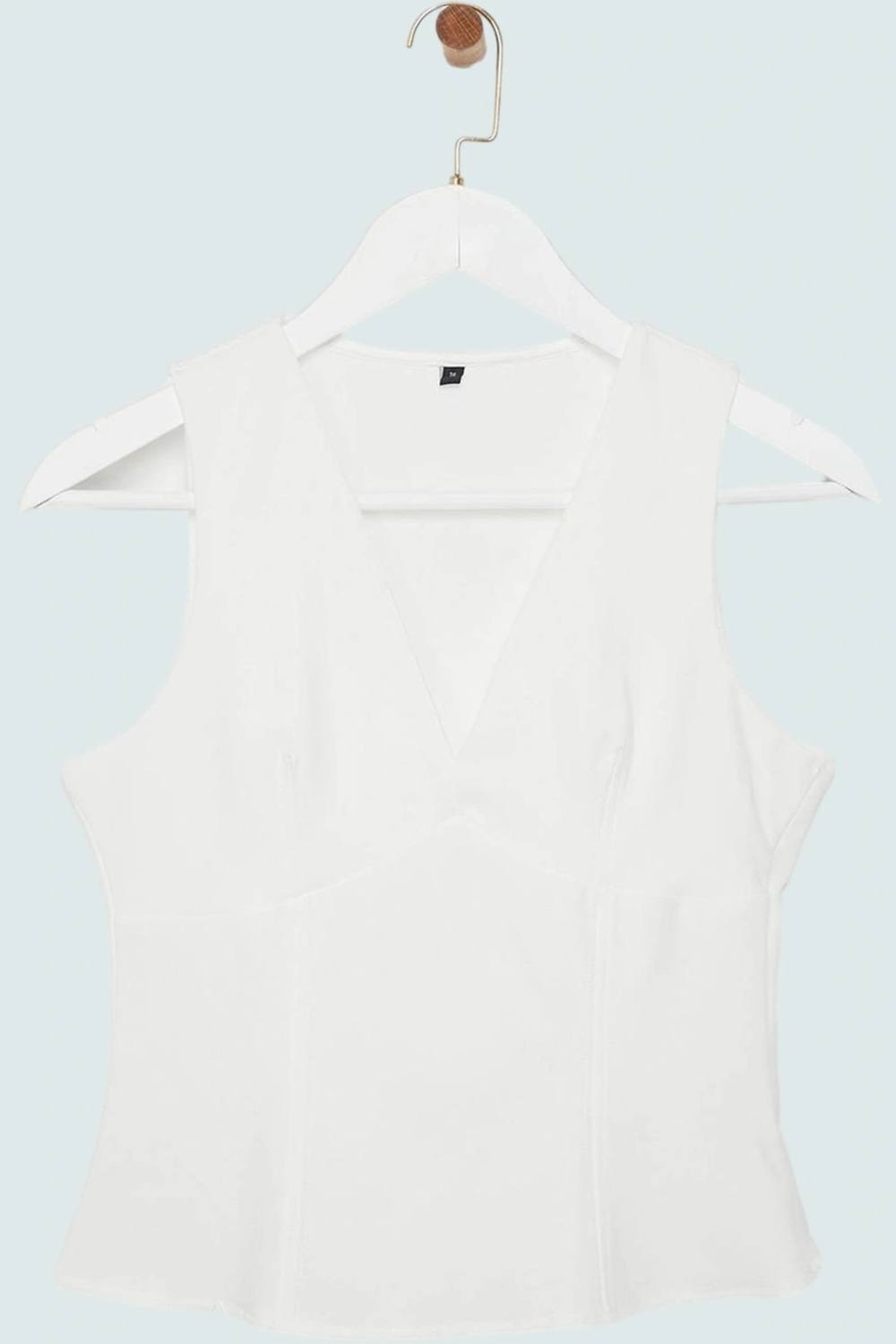 Rahat Bluz V Yaka Slim Fit Kolsuz Dokuma Krep Ve Şık Kullanım Zarifane Tasarım